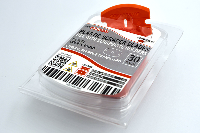 SRC30GPO - Scraperite Plastic razor blade General Purpose Orange curved replacement 30 pack