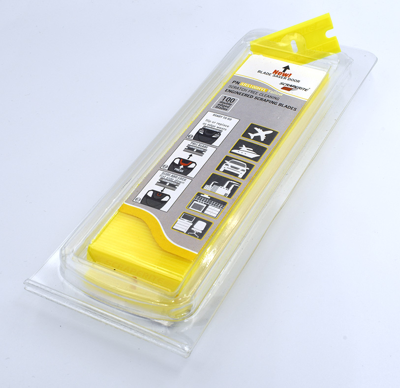 SRS100HYL - Scraperite Yellow Plastic razor blade replacement 100 pack