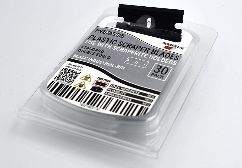 SRS30BIN - Scraperite Plastic razor blade Black Industrial standard rectangle replacement 30 pack