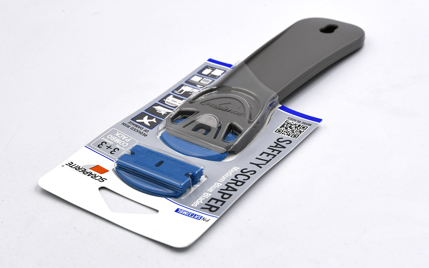 SRT33MBL - Scraperite Plastic blades combo pack Medium Blue with holder