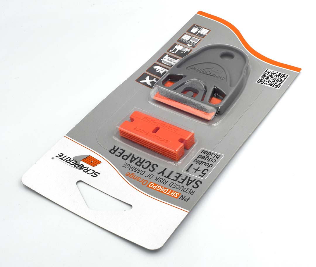 SRTD6GPO - Scraperite Plastic razor blade General Purpose Orange replacement 6 pack and Dwarf holder