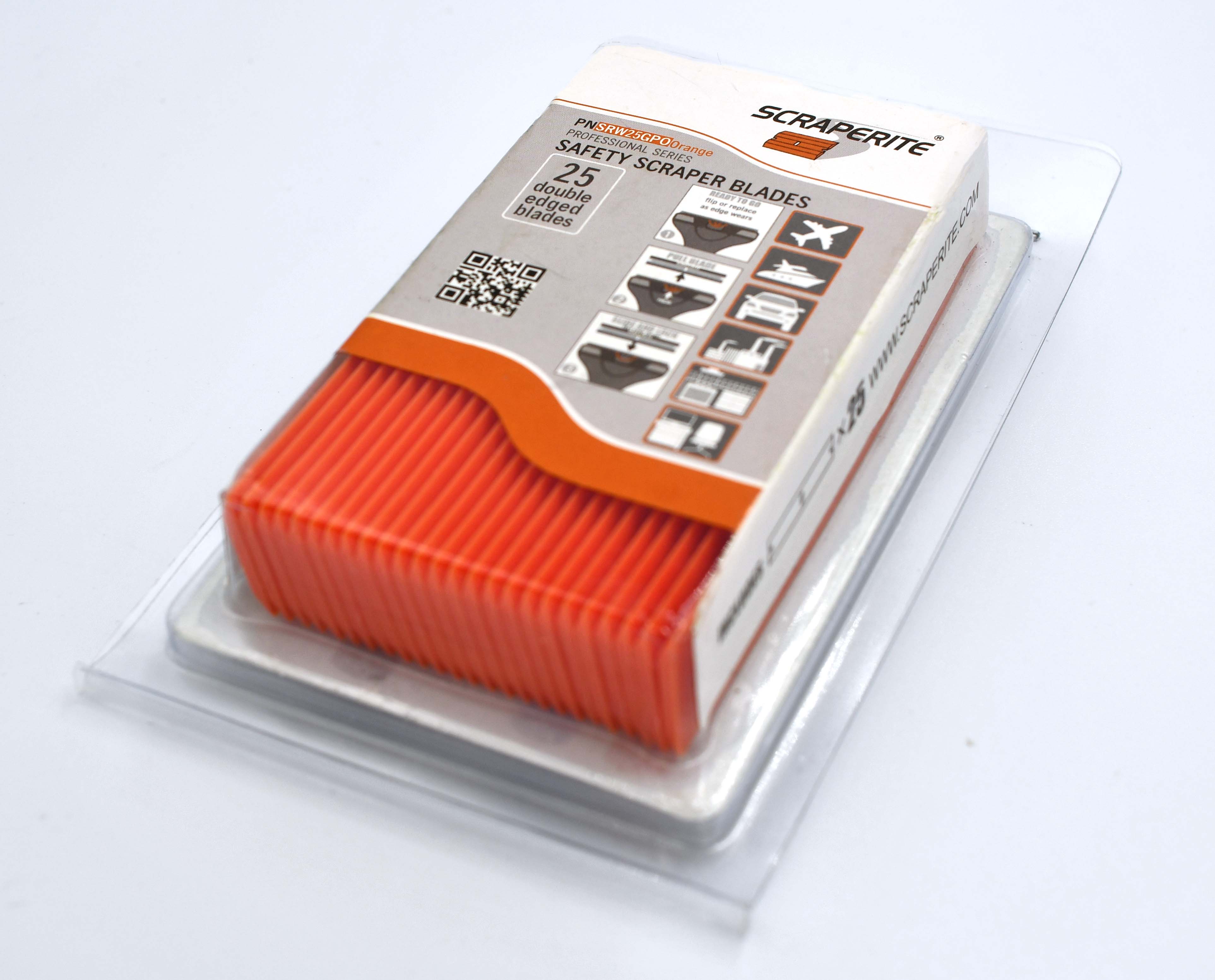 Plastic razor blade General Purpose Orange wide replacement 25 pack Scraperite SRW25GPO